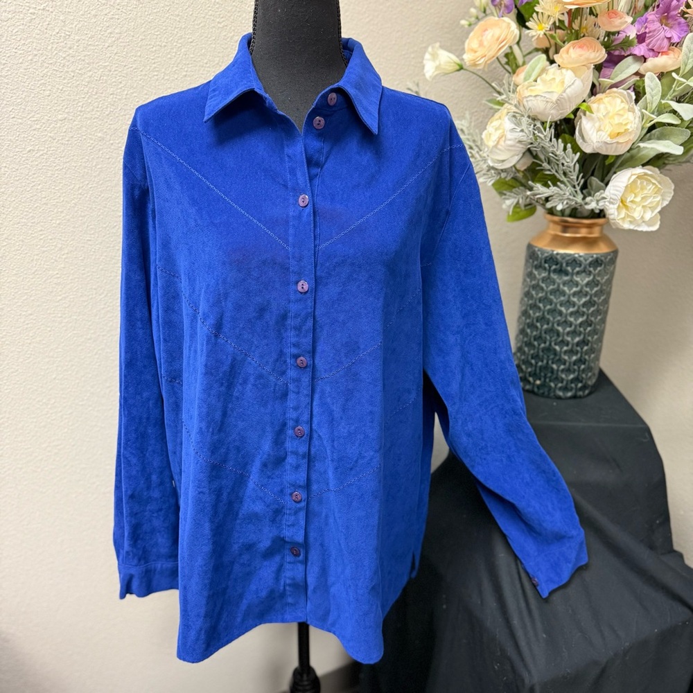 Allison Daley Royal Blue Long Sleeve Blouse 18W Plus Size